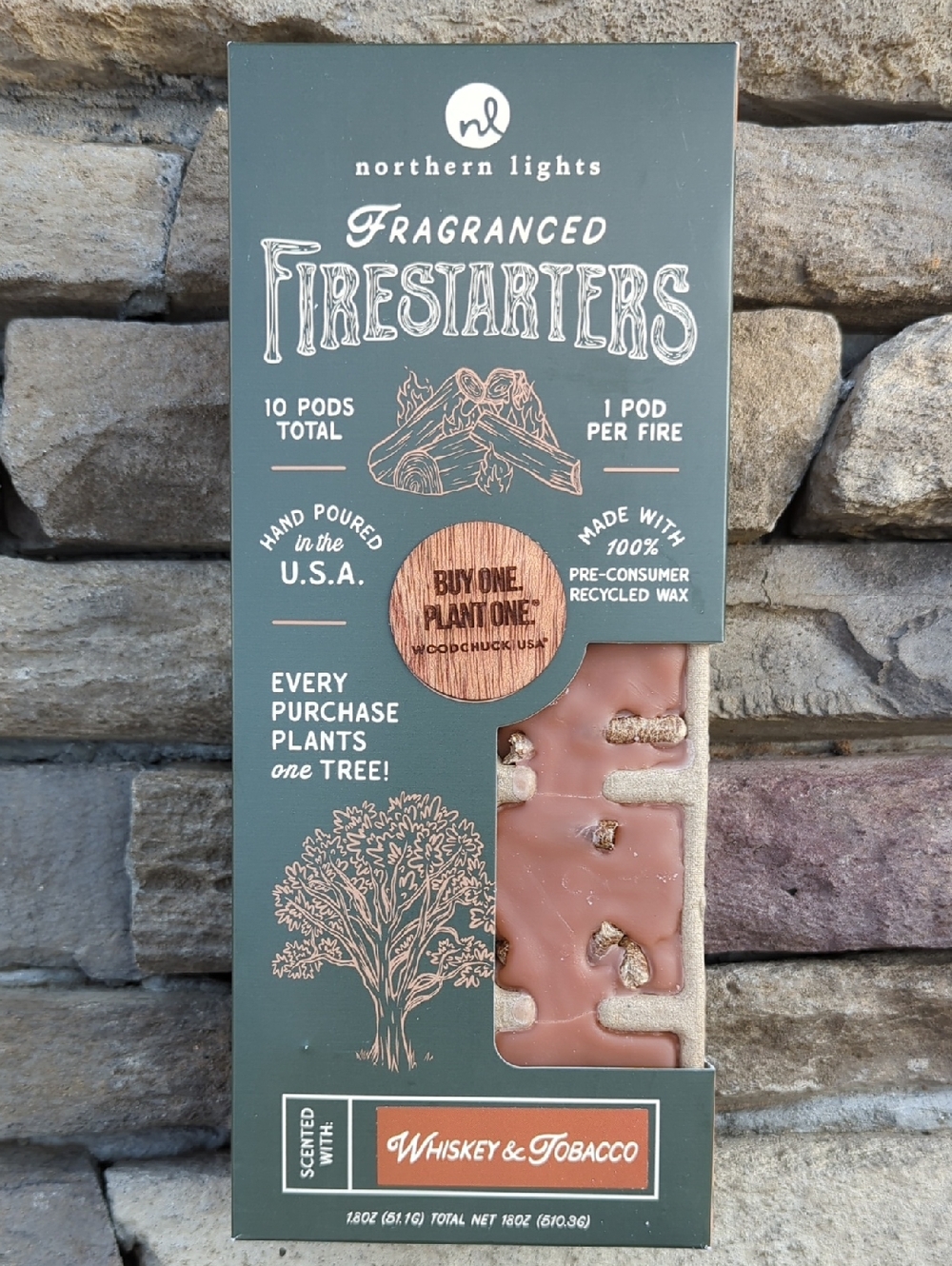 Fragranced Firestarter Wax Pods, Whiskey & Tobacco Scent, 10 Pods